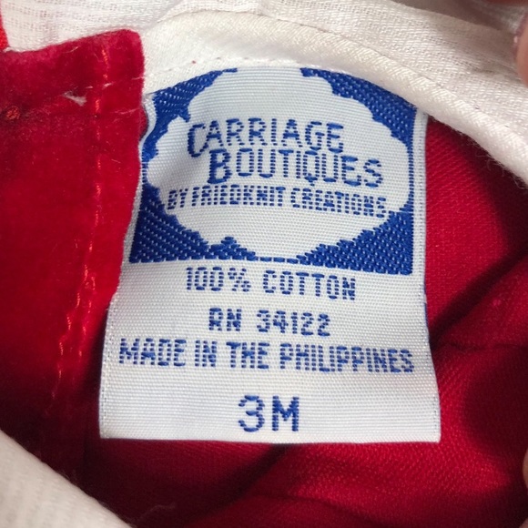 Vintage Carriage Boutique Red Velour Pleated Romper size 3 months - Picture 6 of 13